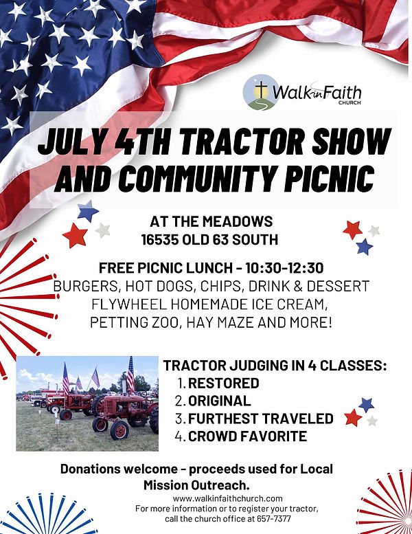 July 4th Tractor Show and Community Picnic flyer